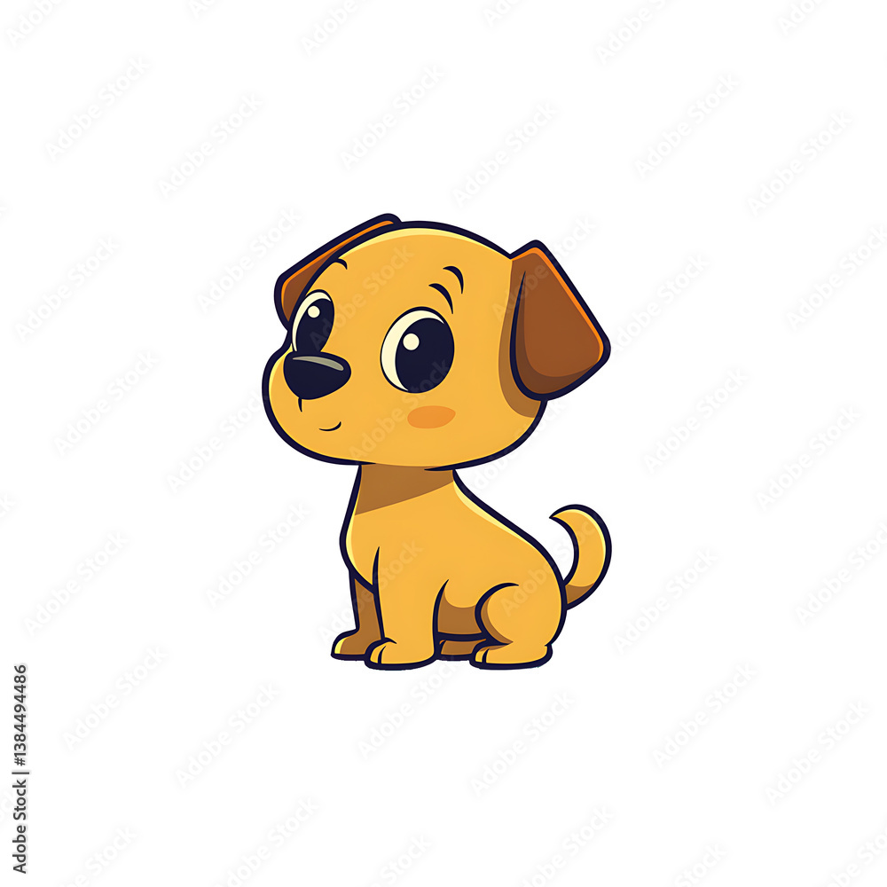 Fototapeta premium Cartoon puppy wagging tail, cute animal icon