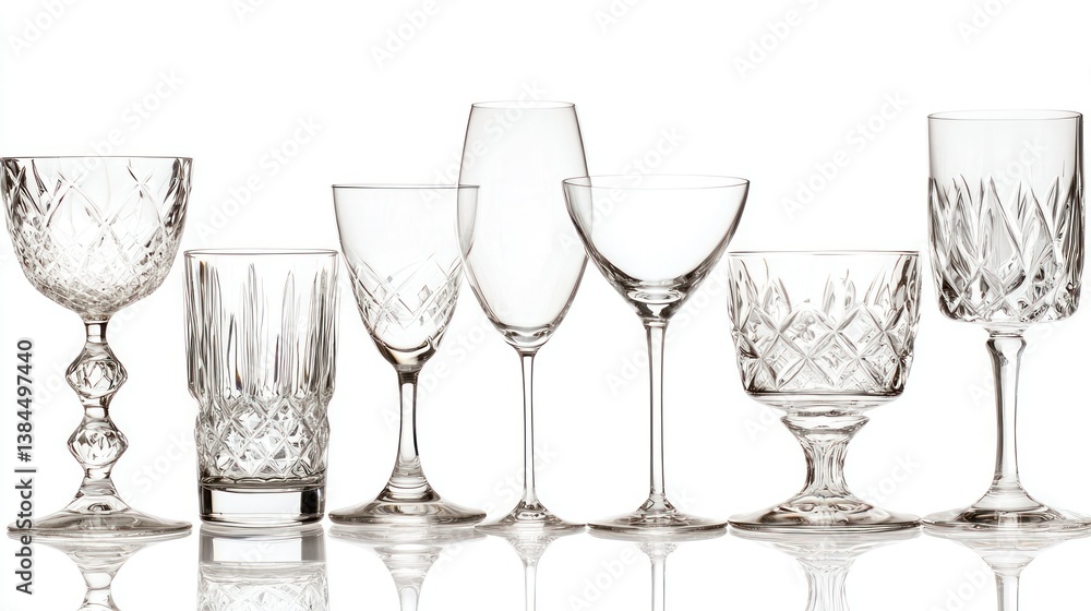 Crystal glassware isolated on white background Crystal glassware isolated on white background