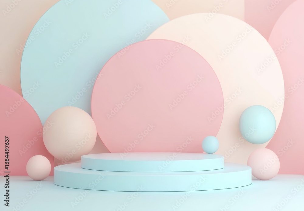 Fototapeta premium Modern Minimalist Scene with Pastel Circles and Geometric Elements