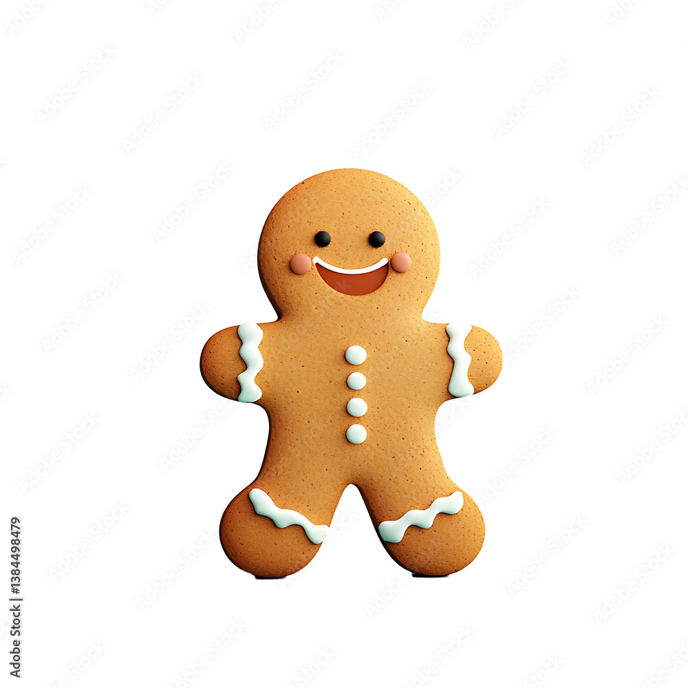 Gingerbread man smiling, Christmas cookie Gingerbread man smiling, Christmas cookie