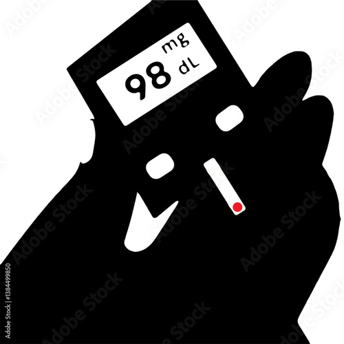 diabetes check illustration sugar level glucometer black silhouette