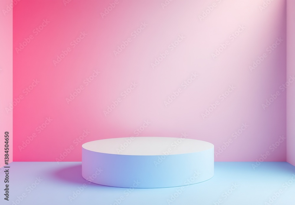 Minimalist Studio Space with Pastel Gradient Walls and Round Podium Minimalist Studio Space with Pastel Gradient Walls and Round Podium