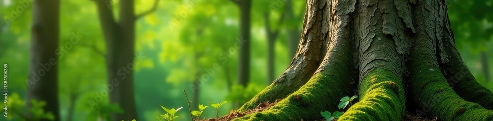 Tree trunk and branches with moss and lichen growth, botanical, growth, nature Tree trunk and branches with moss and lichen growth, botanical, growth, nature