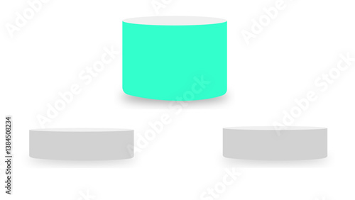 Realistic 3d cylinder pedestal podium. Abstract vector rendering geometric forms. Pastel minimal scene. Stage for showcase, 