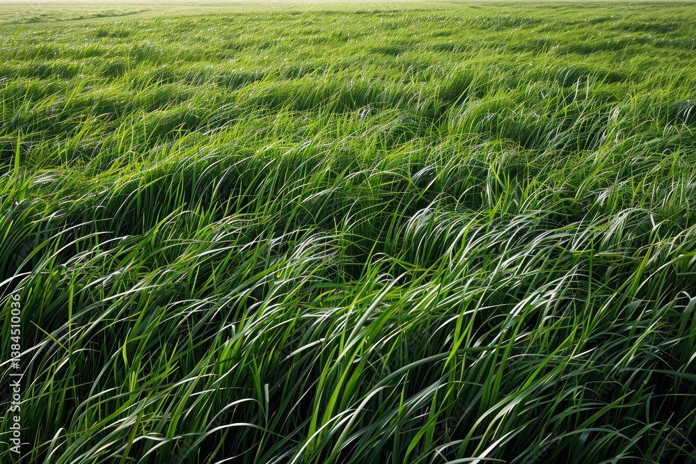 A close-up shot of a field of green grass blowing gently in the wind, Seemingly endless field of grass stretching out before you A close-up shot of a field of green grass blowing gently in the wind, Seemingly endless field of grass stretching out before you