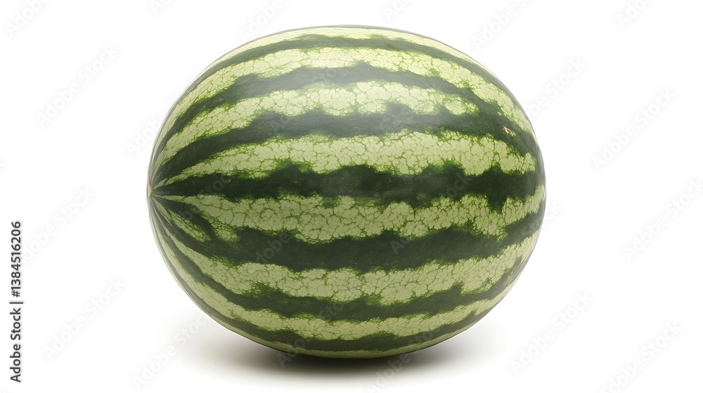 A Single, Juicy Watermelon on White Background A Single, Juicy Watermelon on White Background