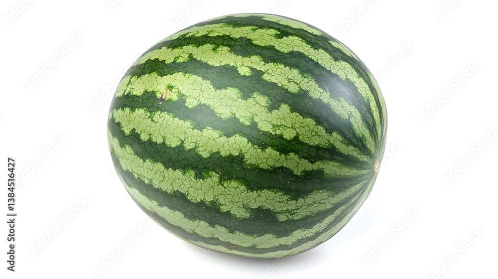 A Single Juicy Watermelon on White Background A Single Juicy Watermelon on White Background