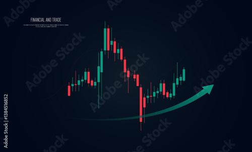 A dynamic Forex candlestick chart features red and green price movements with trend lines, indicating a potential bullish reversal