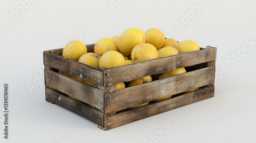 Wooden Crate Full of Yellow Citrus Fruits
