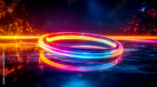 Neon Ring Abstract Background.