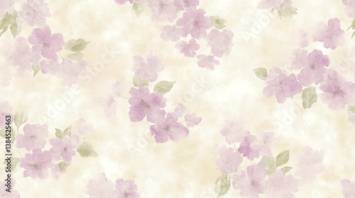 Ethereal blossoms watercolor background design in soft purple and beige