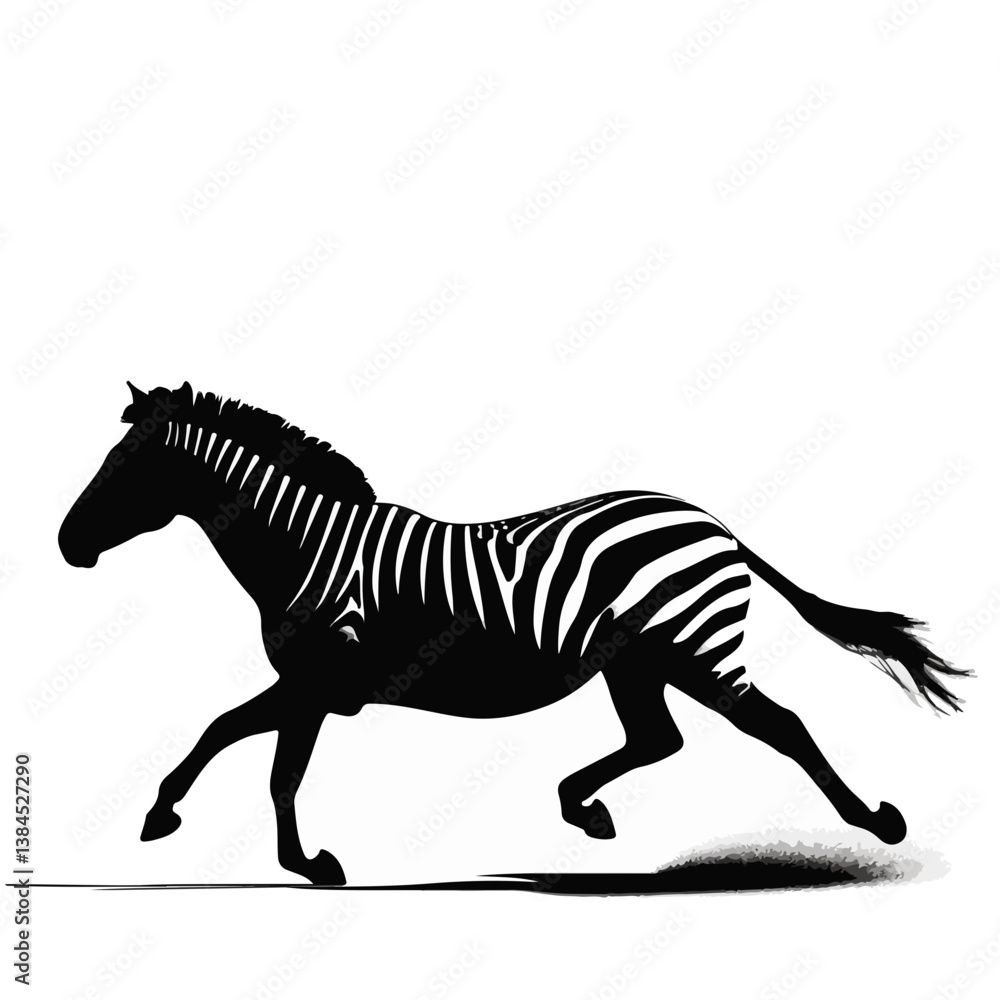 Running Zebra Silhouette Vector Art Running Zebra Silhouette Vector Art