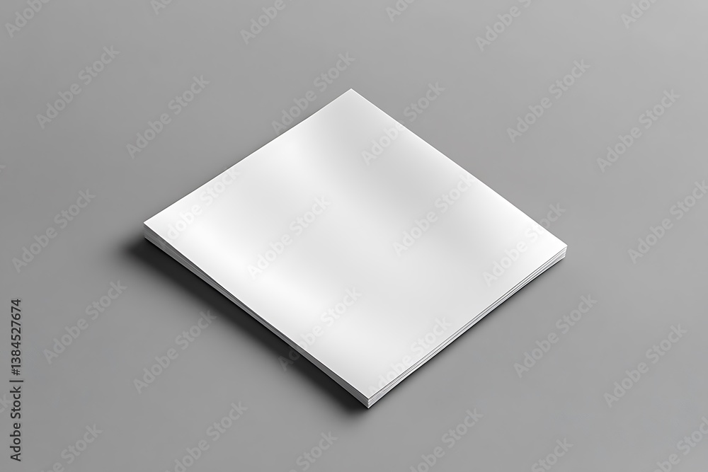 Stack of Square White Papers on Gray Background with Subtle Shadows & Clean Look Stack of Square White Papers on Gray Background with Subtle Shadows & Clean Look