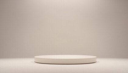 Simple image showing a white circular platform against a light beige background ideal for product display or presentation.