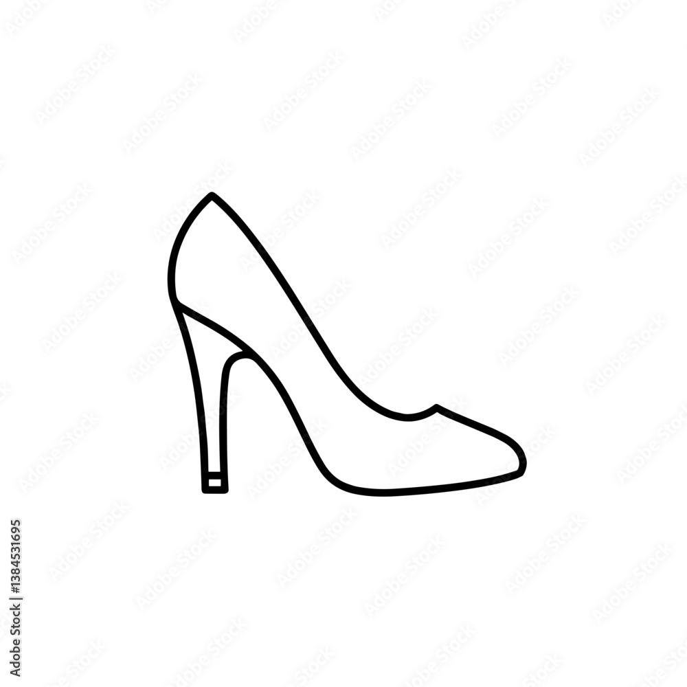 Elegant high-heeled shoe line art design on white background Elegant high-heeled shoe line art design on white background