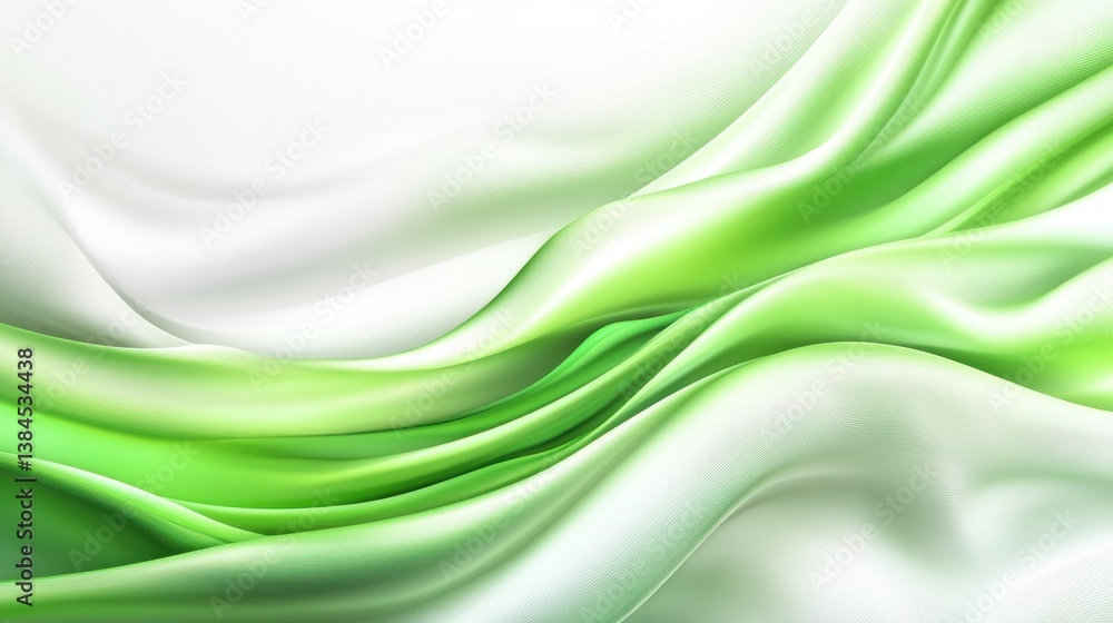 Fototapeta premium Abstract Green and White Wavy Lines