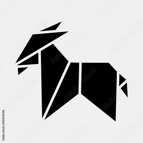 Icon goat origami. Chinese Zodiac elements. Icons in glyph style. Good for prints, posters, logo, advertisement, decoration,infographics, etc.