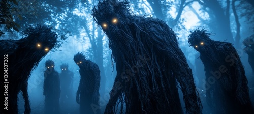 Obraz na płótnie Root forest monsters. Horror creepy haunted background. Generative AI technology.
w salonie
