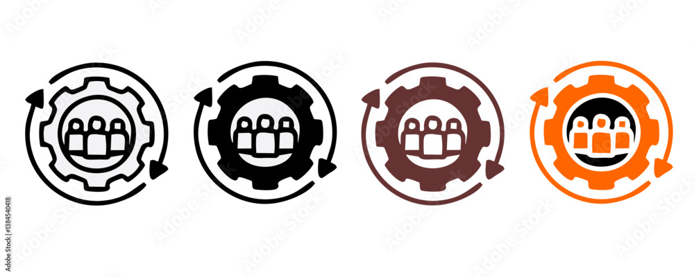 Obraz premium Set of management business organization line icon. Organization thin line icon set. Containing human resource group, teamwork, leadership, connection or communication. vector illustration transparant