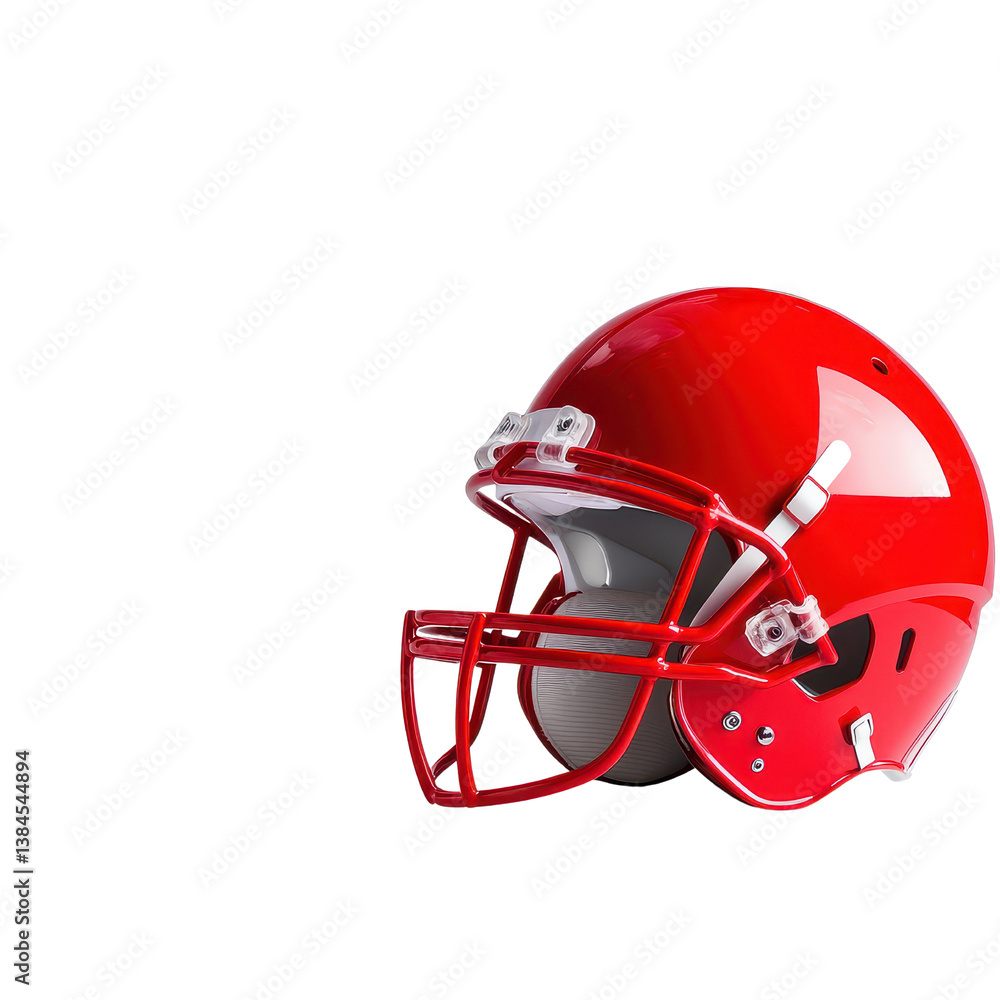 Fototapeta premium A vibrant red football helmet designed for protection and style. isolated against a transparent background.