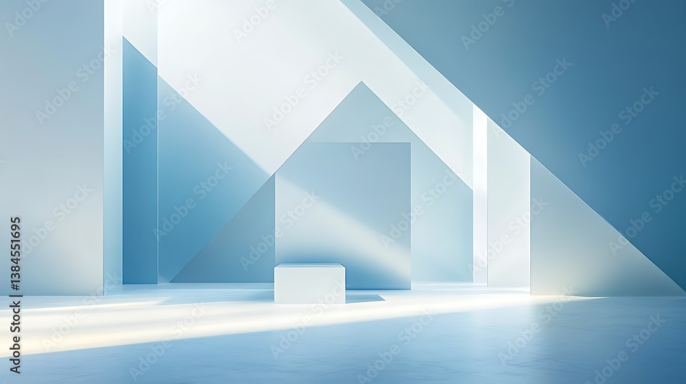 Abstract geometric shapes with soft blue tones in contemporary minimalist style image Abstract geometric shapes with soft blue tones in contemporary minimalist style image