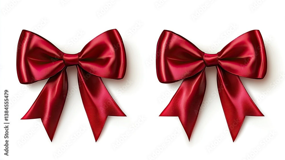 Fototapeta premium A red ribbon and bow on a transparent background. --