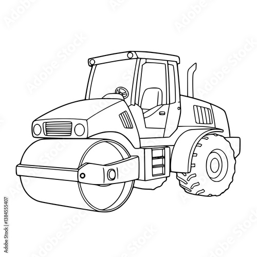 Specialized machines, emergency vehicles. Fire fighter truck drawing for coloring book