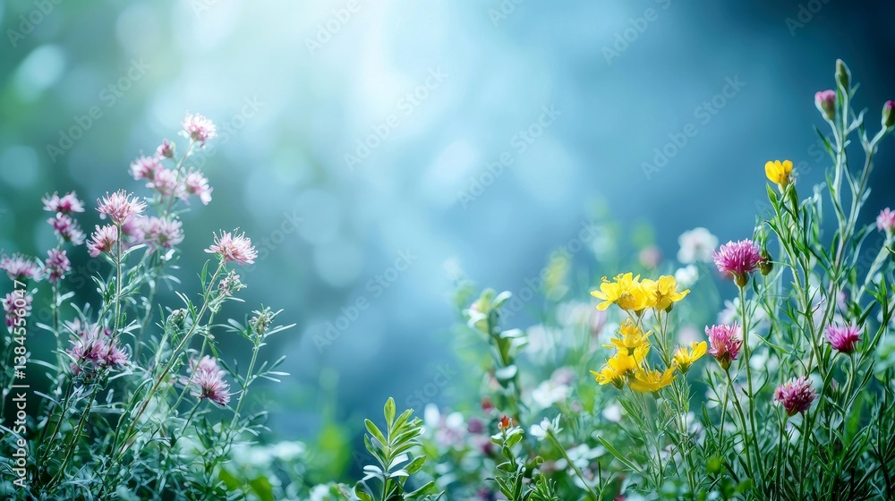Fototapeta premium Stunning Wildflowers in a Vibrant Meadow: A Breathtaking Floral Scene of Nature's Beauty