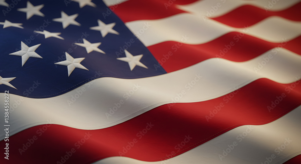 Fototapeta premium American flag waving in the wind against a vibrant background 