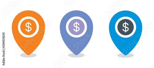 Set dollar coin location pins