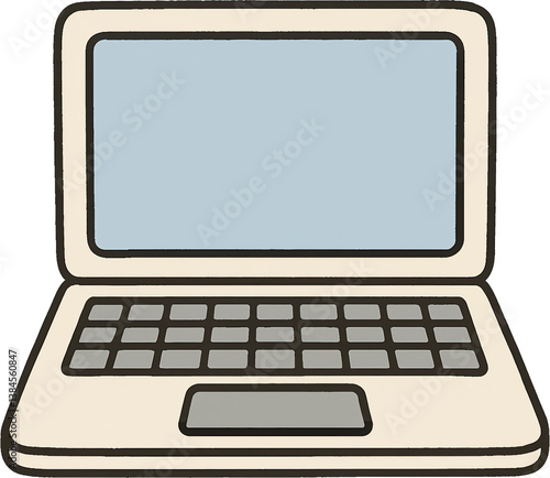 Cute Hand-Drawn Laptop Illustration on Transparent Background