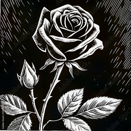 black and white rose