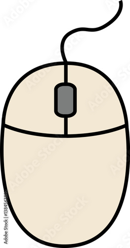 Cute Hand-Drawn Computer Mouse Illustration on Transparent Background