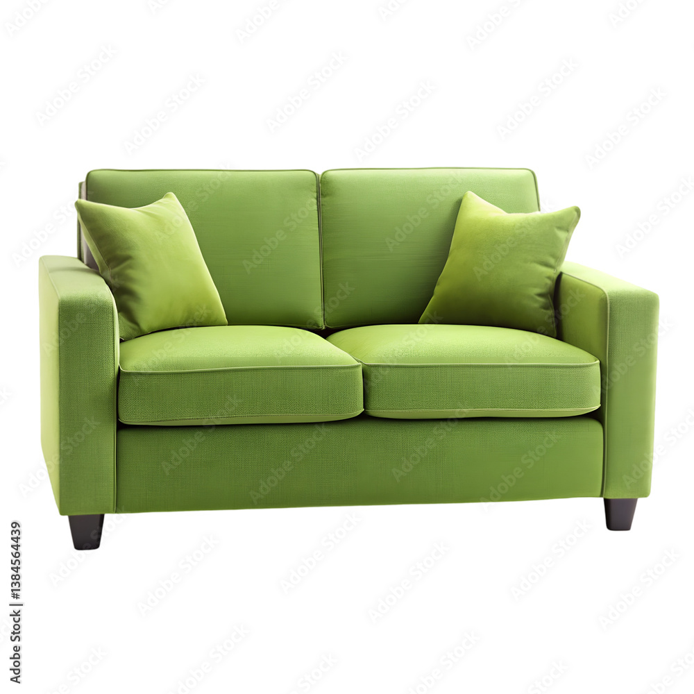 Fototapeta premium Green twin sleeper sofa couch isolated on transparent background 