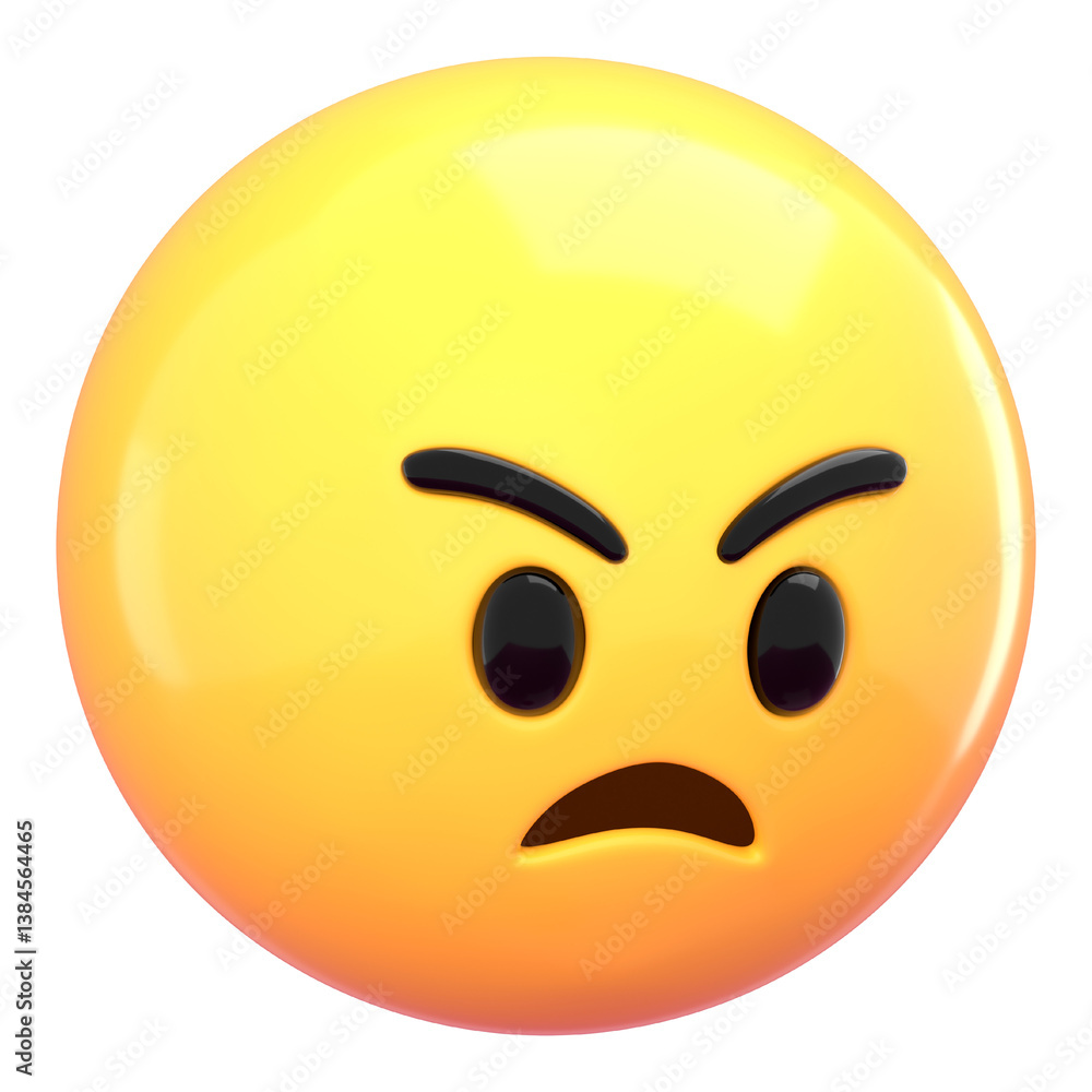 3D angry face png emoticon sticker, transparent background 3D angry face png emoticon sticker, transparent background