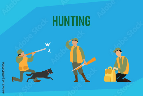 Vibrant 2D illustration depicting a hunting scene