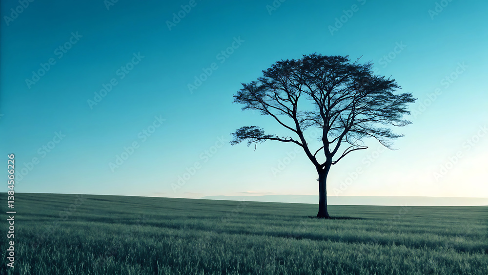 Solitary Tree in Serene Field A Peaceful Landscape Photograph Solitary Tree in Serene Field A Peaceful Landscape Photograph