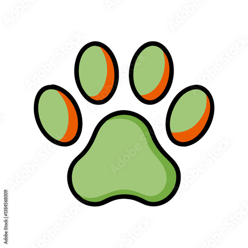 Green Paw Print vector, Cute Animal Footprint Design