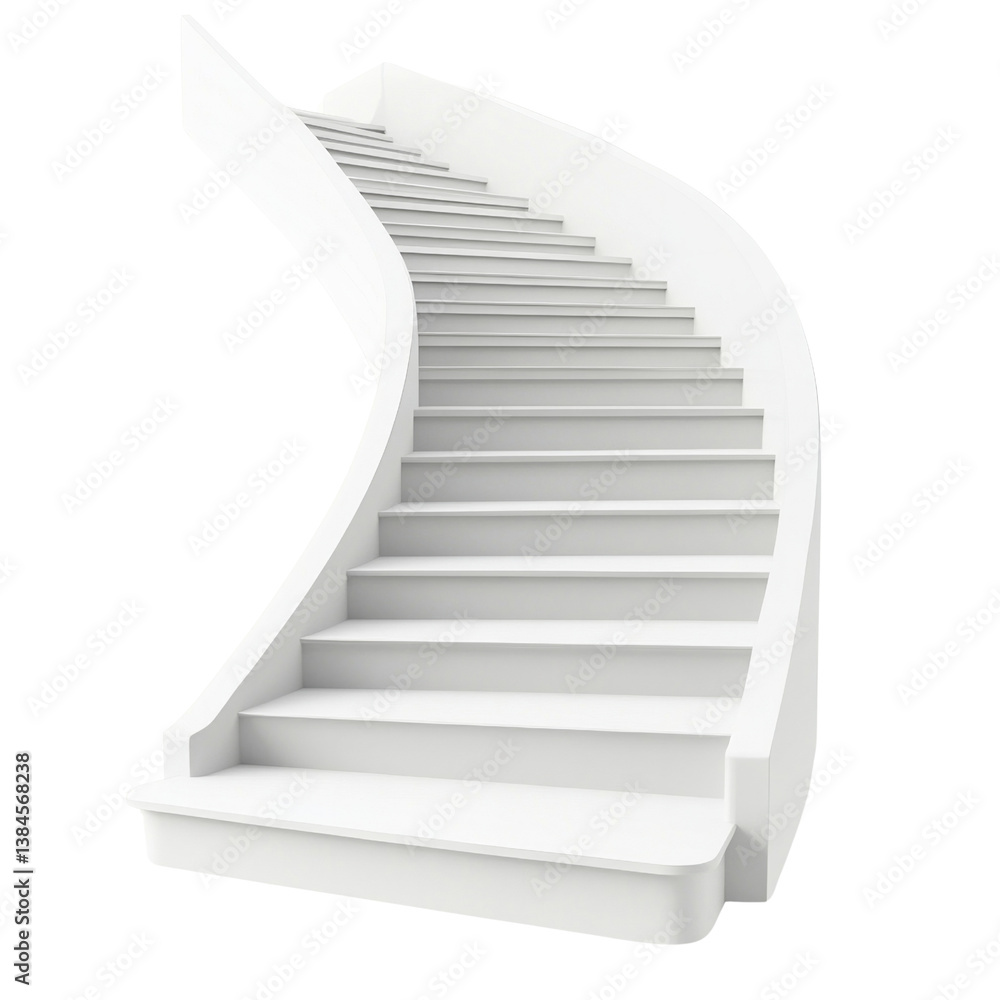 A white staircase with a white railing A white staircase with a white railing