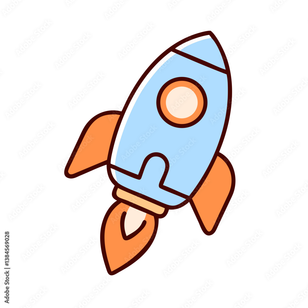 Cute Cartoon Rocket Ship, Spacecraft, Launch, Flight, Adventure Cute Cartoon Rocket Ship, Spacecraft, Launch, Flight, Adventure