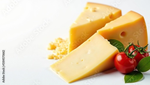 Assortment of Italian cheeses on white background , handmade, variety, dairy