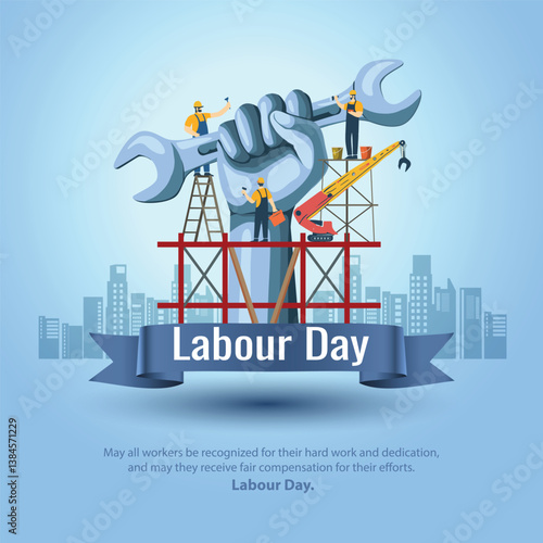 happy Labour day or international workers day vector illustration. labor day and may day celebration design.