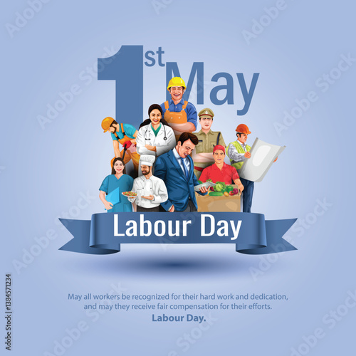 happy Labour day or international workers day vector illustration. labor day and may day celebration design.