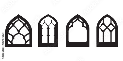 Minimalist Islamic Window Silhouette Vector Set