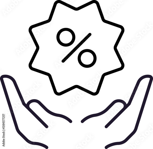 Sale above Open Hands Icon for Graphics, Designs, Books, Adverts, Apps