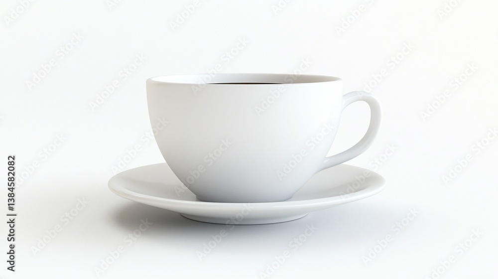 Elevated White Ceramic Cup with Dark Beverage on Matching Saucer Elevated White Ceramic Cup with Dark Beverage on Matching Saucer