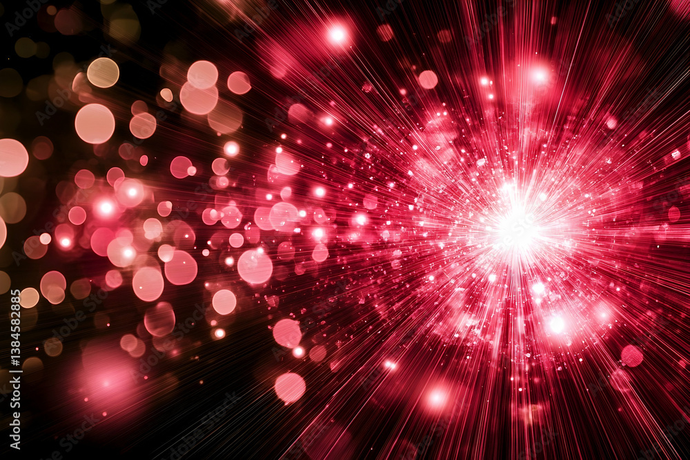 Fototapeta premium Abstract Red Light Exploding And Expanding Into Space Beautifully