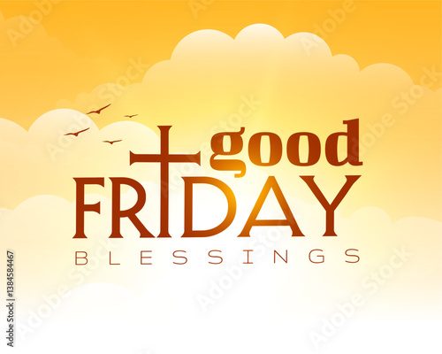 good friday blessing cloudy background with flying birds