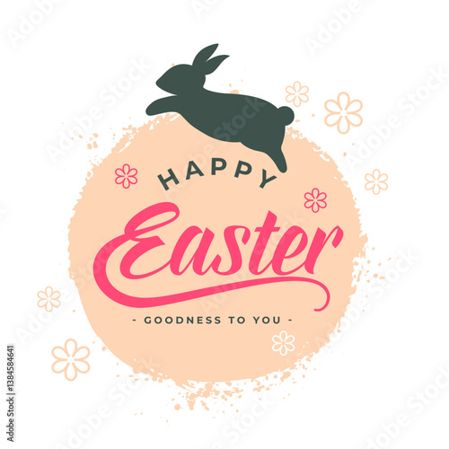happy easter wishes grungy background with bunny design