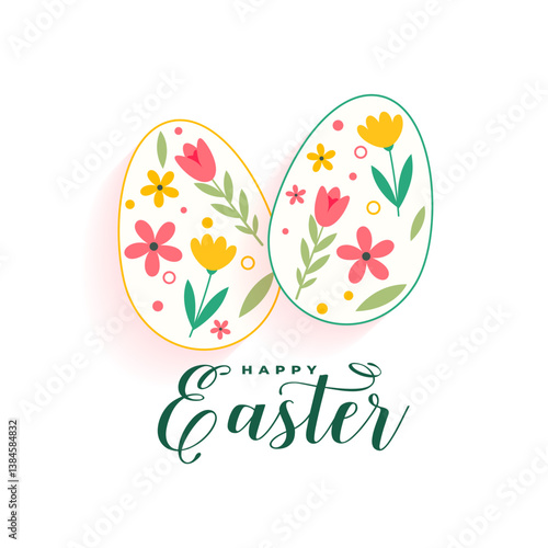 happy easter day greeting card with artistic eggs design